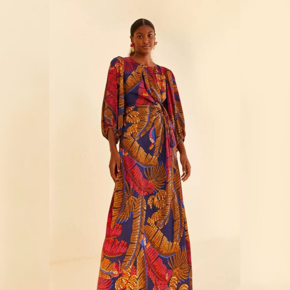 SOLD FARM Rio Blue Forest Mosaic Maxi Dress sz M New with Tags STUNNING!!!